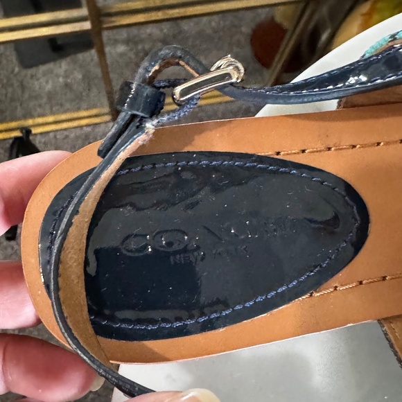 Coach Sammy Flat Sling Back Thong Sandals Size 8 in Navy Blue & Turquoise - Picture 4 of 8